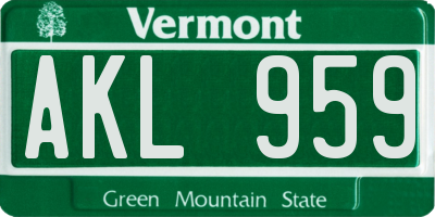VT license plate AKL959