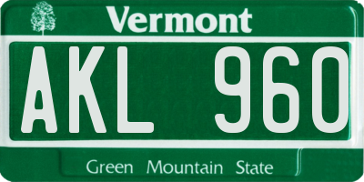 VT license plate AKL960