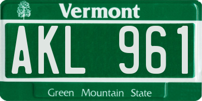 VT license plate AKL961