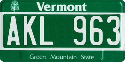 VT license plate AKL963