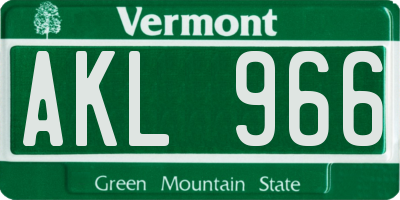VT license plate AKL966