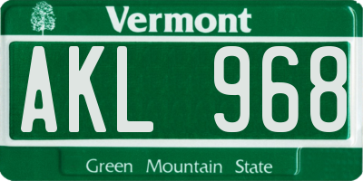 VT license plate AKL968