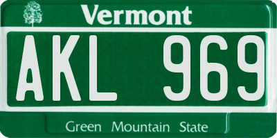 VT license plate AKL969