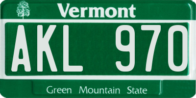 VT license plate AKL970