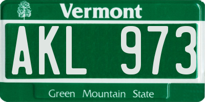 VT license plate AKL973
