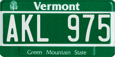 VT license plate AKL975