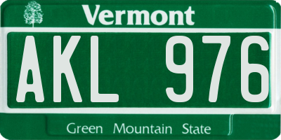 VT license plate AKL976