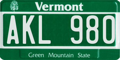 VT license plate AKL980