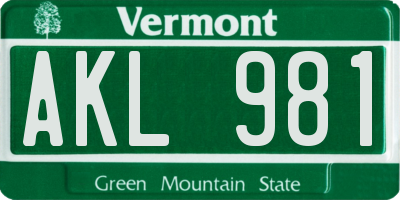 VT license plate AKL981
