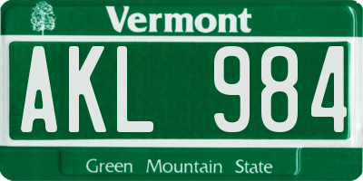 VT license plate AKL984