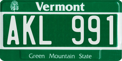 VT license plate AKL991