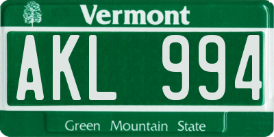 VT license plate AKL994
