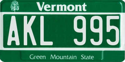 VT license plate AKL995