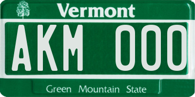 VT license plate AKM000