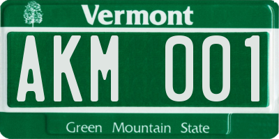 VT license plate AKM001