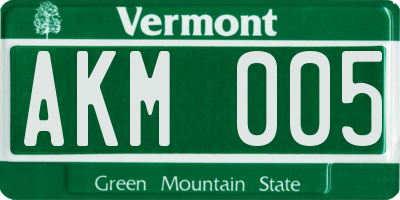 VT license plate AKM005
