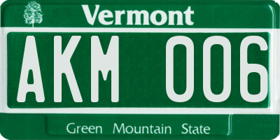 VT license plate AKM006