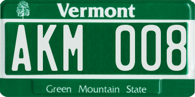 VT license plate AKM008