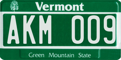 VT license plate AKM009