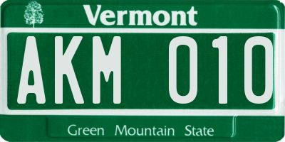 VT license plate AKM010