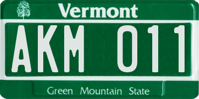 VT license plate AKM011