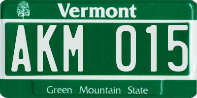 VT license plate AKM015