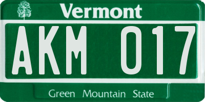 VT license plate AKM017