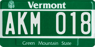VT license plate AKM018
