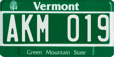 VT license plate AKM019