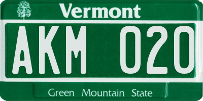 VT license plate AKM020