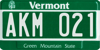 VT license plate AKM021