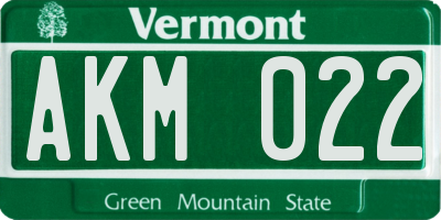 VT license plate AKM022