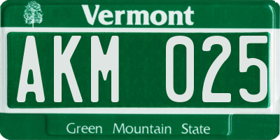 VT license plate AKM025