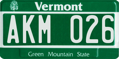VT license plate AKM026