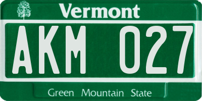 VT license plate AKM027