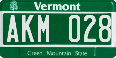 VT license plate AKM028