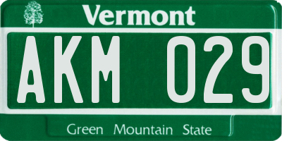 VT license plate AKM029