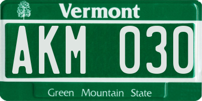 VT license plate AKM030