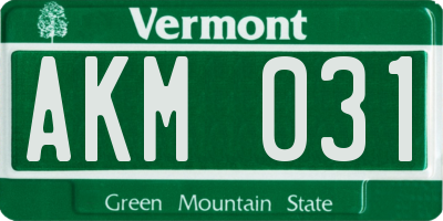 VT license plate AKM031