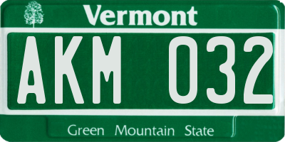 VT license plate AKM032