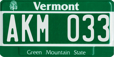 VT license plate AKM033
