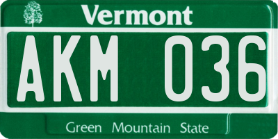 VT license plate AKM036