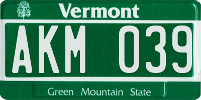 VT license plate AKM039