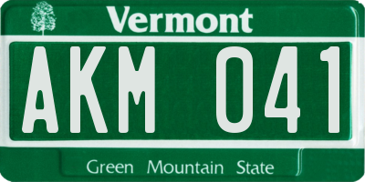 VT license plate AKM041