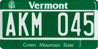 VT license plate AKM045