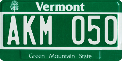 VT license plate AKM050