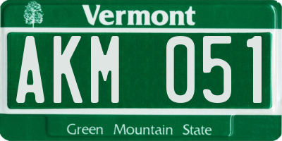 VT license plate AKM051