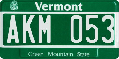 VT license plate AKM053