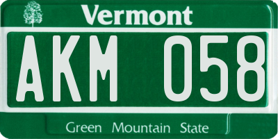VT license plate AKM058