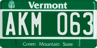 VT license plate AKM063